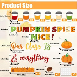 Fall Coffee Cup Bulletin Board Set – “We are Pumpkin Spice and Everything Nice” Pumpkin & Coffee Cutouts for Autumn Classroom Décor, Thanksgiving, Halloween and Fall Bulletin Board Display