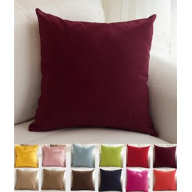 TangDepot Handmade Decorative Solid 100% Cotton Canvas Throw Pillow Covers/Cushion Covers, 45 Colors Available - (16" x16" , Wine, 2 Count (Pack of 1))