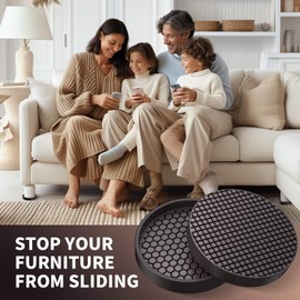 Ezprotekt 3 inch Rubber Anti Slip Furniture Pads for Hardwoods Floors, 8 Pcs Round Non Slip Furniture Leg Floor Protectors Coasters Caster Cups for Sofa Couch Bed to Prevent Sliding (Brown)