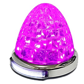Customize (カスタマイズ) 12V 24V Truck LED Marker Lamp with Shoulder Light Function, Side Marker with Plated Ring, 5-Faceted Crystal Cut, 22 LED, Universal, Blue/Yellow/Red/White/Amber Each Color (Pink, 2