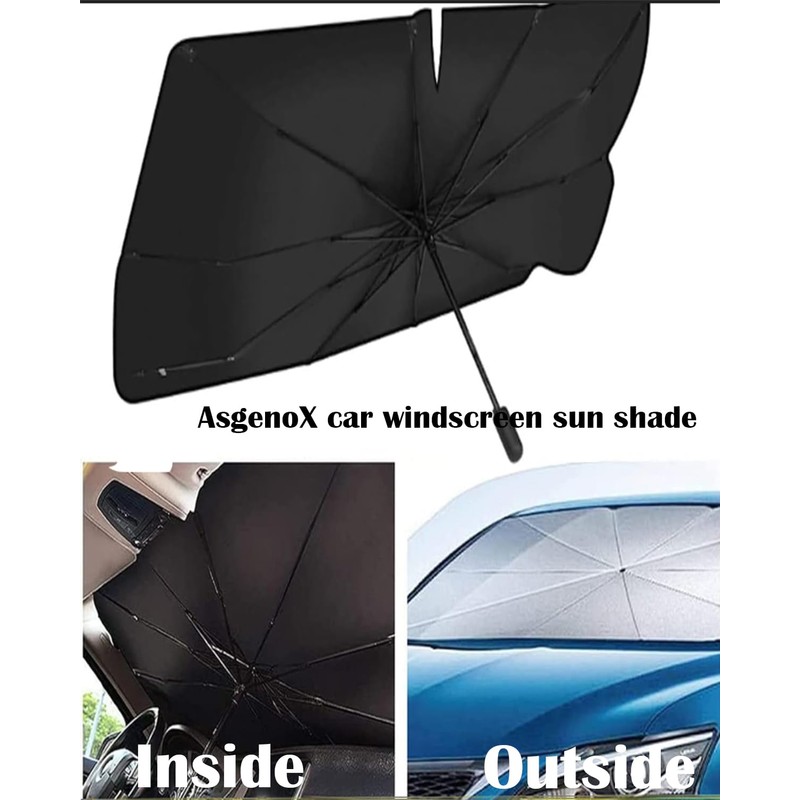 AsgenoX Large Car Sunshade Front Windshield with Safety Hammer Car