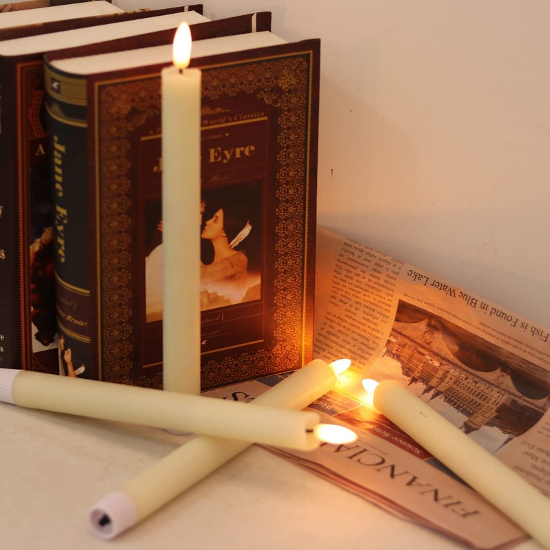 GenSwin LED Taper Candles Flickering with Remote Timer, Battery Operated