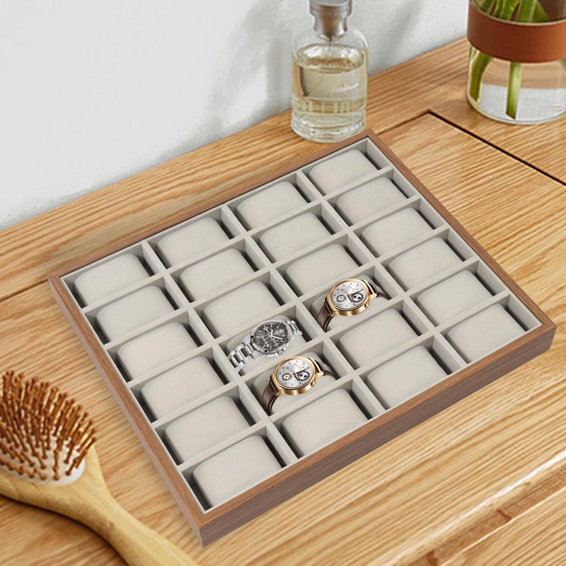24 Grid Watch Tray Jewelry Organizer Wooden Box Organizer Display