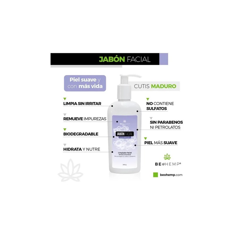 Jabón Facial Cutis Maduro Biodegradable Beohemp