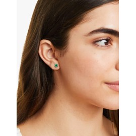 925 Sterling Silver Green Emerald Post Earrings for Women Men 5mm Round Bezel Set Stud Earrings