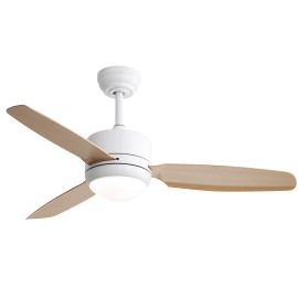 USA in Stock 46 Inch Ceiling Fan Decorative Home Modern Smart Ceiling Fan With Light and Remote ControlColor: White, Emitting Color: 3 CCT, Lamp Power(W): 18