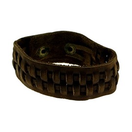 Brown faux leather strap bracelet with trendy design 9B22M