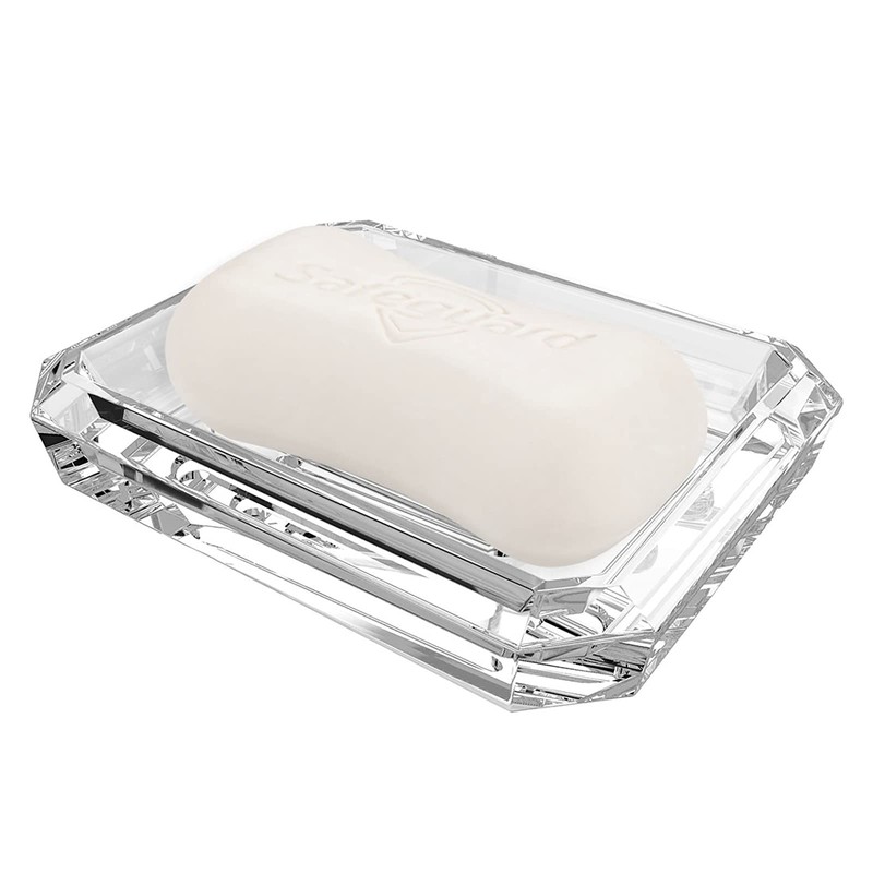 Linkidea 2 Pack Rectangle Glass Soap Dish, Bar Soap Sponge