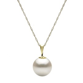 14K Yellow Gold 7-7.5mm Freshwater Cultured White Pearl Stud Earrings and Pendant Necklace Set, 18"