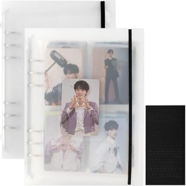 A5 Photocard Binder with 25 Pcs Inner 6 Ring, Korean Pop Photocard Holder Book, Photocard Album, Clear K-Pop Album Photo Card Binder Book, 4 Photo Style Photo Card Album, 2 Set with 1 Letter Sticker