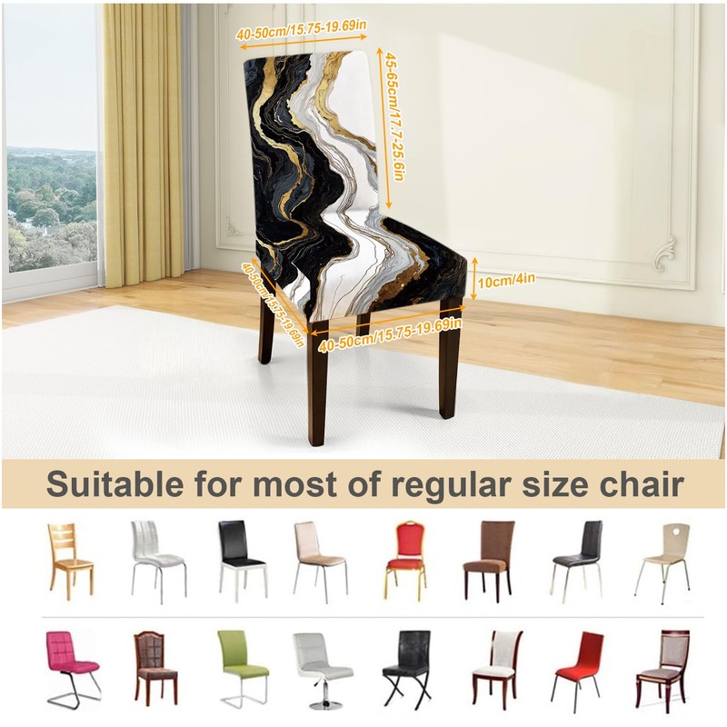 ANNA QUEEN Gold and Black Marble Chair Covers for Dining
