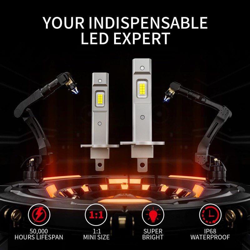 FANTELI H1 LED Bulb Interior Light, 34000LM 800% Brighter 1:1