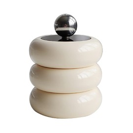 Qtip Holder, Dust Proof Cotton Swab Container with Lid for Bathroom (Milky White 3 Layers)