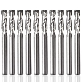 Bestgle 10pcs 1/8" Shank Tungsten Carbide Flat End Mill Cutter, 2 Flutes Spiral CNC Router Bit 12mm Cutting Length for PCB PVC Wood Acrylic Aluminum (3.175 x 12mm)