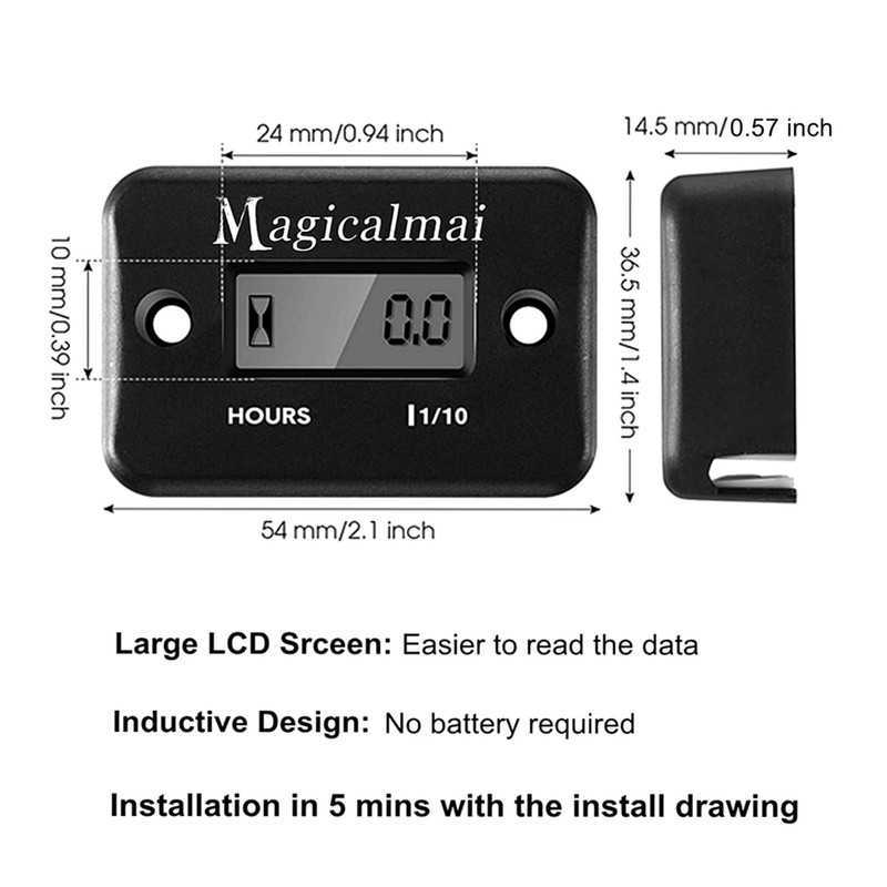 2pcs Magicalmai Inductive Hour Meter for Gas Engine Generator Lawn