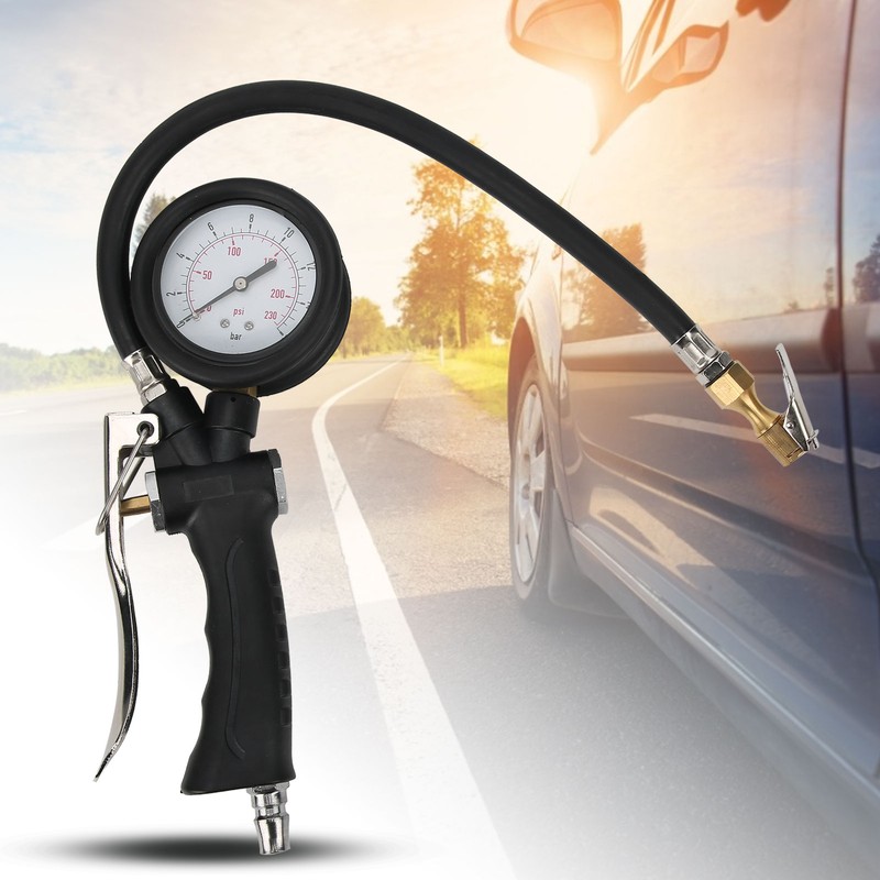 Tire Pressure Inflator Gauge Handheld for Car Motorcycle with Rotatable