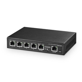 Binardat 6 Port 10G Switch, 4 x 2.5G RJ-45 Base-T Ports, 2 x 10G RJ-45 Ports, Web Managed/Unmanaged, Metal Fanless Managed Multi-Gigabit Desktop/Wallmount Network Switch