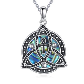 YONFQE Ankh Necklace S925 Sterling Silver Celtic Knot Pendant Egyptian Jewelry Gifts for Men Women