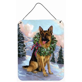 Caroline's Treasures PPP3098DS1216 German Shepherd Christmas Honor Wall or Door Hanging Prints Aluminum Metal Sign Kitchen Wall Bar Bathroom Plaque Home Decor Front Door Plaque, 12x16, Multicolor