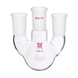 CS Labglass 3 Neck Round Bottom Boiling Flask, 100ml with 24/40 Center Joint & Side Joints, Vertical, Chemistry Lab Glassware