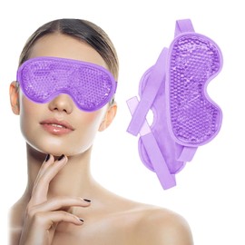 Antifaz para Ojos de Gel,Mascara para Ojos Dormir Reutilizable,con Respaldo de Felpa Suave,Puede Aplicarse en Frío/Caliente,para Reducir Bolsas Bajo los Ojos,Ojeras,Migraña,Alivio del Estrés-Púrpura