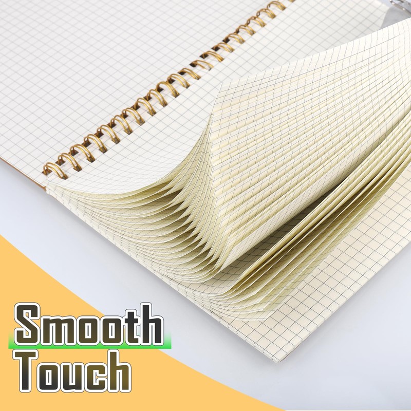 JIANTA 4 Pcs Squared Spiral Notebook A5, Graph Paper Notebooks,