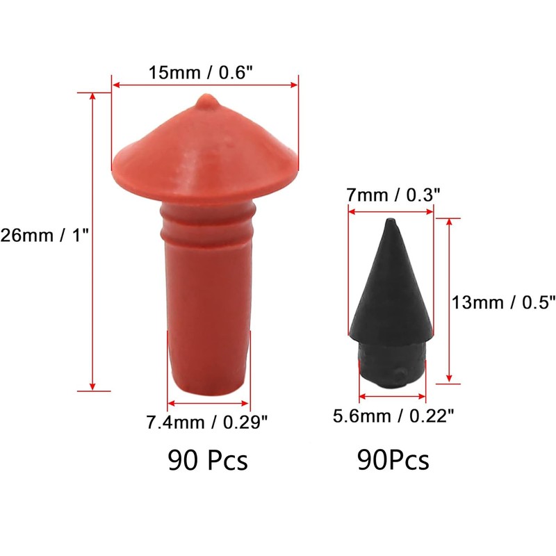 180Pcs Universal Mushroom Shaped Tire Repair Insert Plugs Red Black