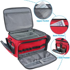 Mancro Medical Bags, Large Medication Storage Empty, Water Resistant Pill Bottle Organizer for Home, First Aid Responder Bag, Nurse Gifts, Red Medical Supply Organizer