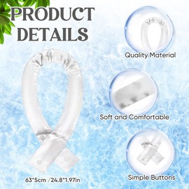 Cozypower 6 Pcs Cooling Neck Wraps with Button Cooling Bandana Neck Cooler Scarf for Hot Weather Ice Neck Wrap Summer Outdoor(White)