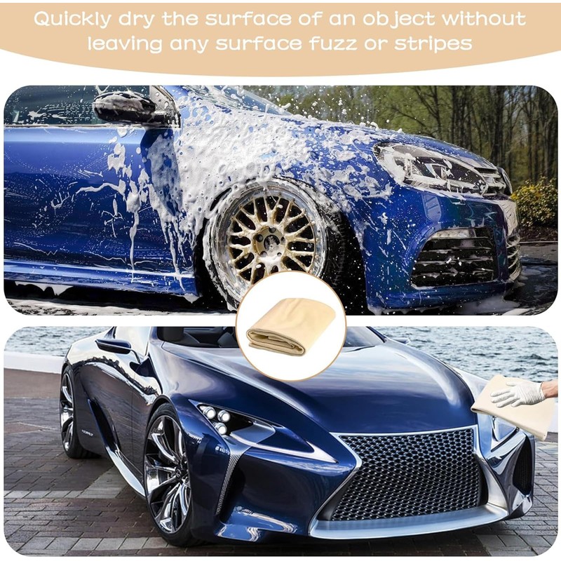 Chamois Leather Car Cleaning Cloth, Car Leather Drying Cloth, Genuine