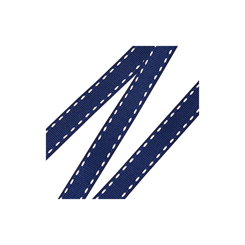 Berisfords 1339-NYW-15 15 mm Stitch Grosgrain Ribbon, Navy/White