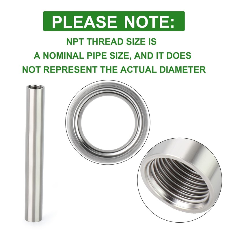 TAISHER 2PCS Stainless Steel Pipe Fittings, 3/4" NPT x 3/4"