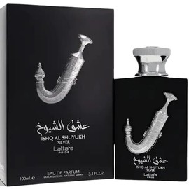 LATTAFA ISHQ AL SHUYUKH SILVER 3.4 FL.OZ EDP  MEN Aroma Eau De Parfum Fragrance Pack Perfume Vanilla Scented Scent Cosmetic Cologne
