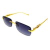 Dweebzilla Metal Jaguar Slim Rimless Luxury Rectangular Sunglasses (Gold Metallic