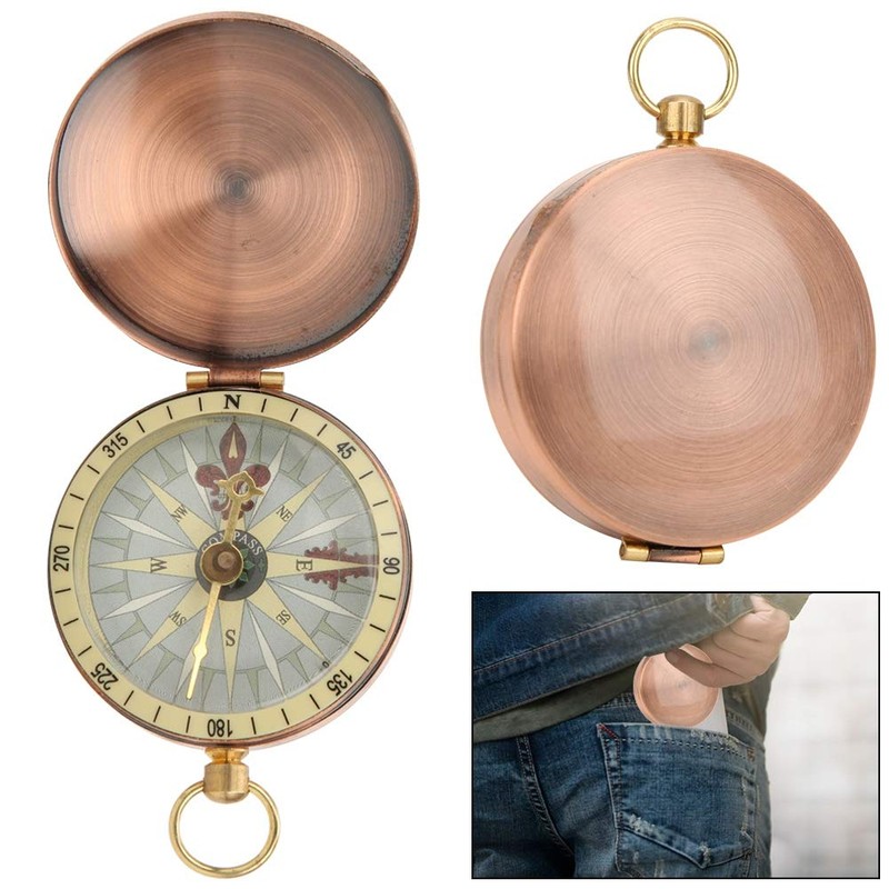 Vbest life Portable Vintage Retro Compass Metal Copper Flip Cover