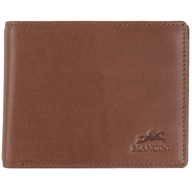 Mancini Bellagio Top Grain Leather RFID Secure Center Wing Billfold, Brown