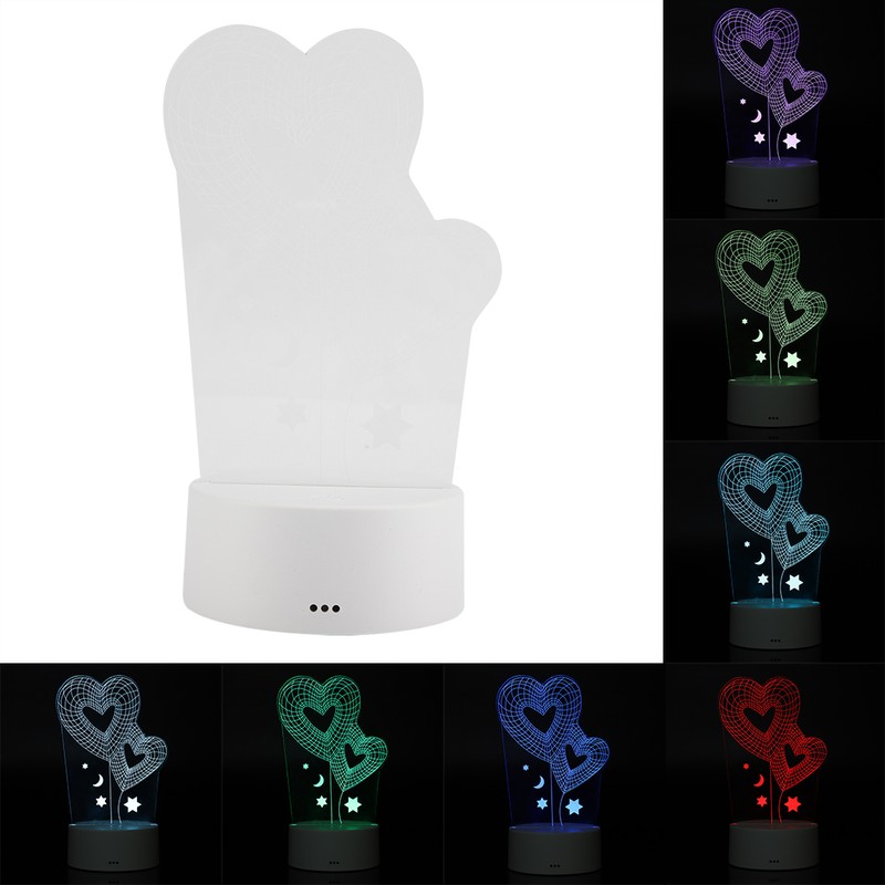 4.5V USB 3D Illusion Visual Romantic Night Lamp 7 Colors