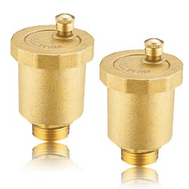 Pack of 2 Brass Bleed Valves, 3/4 Inch, Automatic Bleed Valve with Ventilation Hole, 3/4 Inch Male Thread Bleed Outlet Valve, DN20 for Water Tank Storage Tank