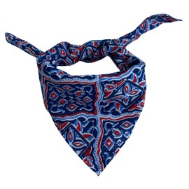 Third Eye Export 100% Cotton Hand Block Printed Black Bandana Head Scarf & Head Wraps Bandanas For Women/Men 20"X20" Inches Pack Of 2 Pcs (Night Blue and Electric Red)