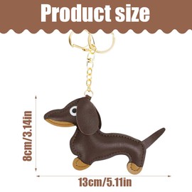 BEPSYOM Dachshund Key Ring, Cute Puppy Dog Bag Pendant, Leather Lucky Charm Keychain Gifts for Favourite Person, Women, Men, Children, Birthday Key Ring
