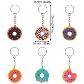 Honbay 12PCS PVC Sweet Donut Keychain Lightweight Desserts Food Keyrings Decorative Backpack Keyfob for Bag Purse Wallet Cellphone (6 Color)