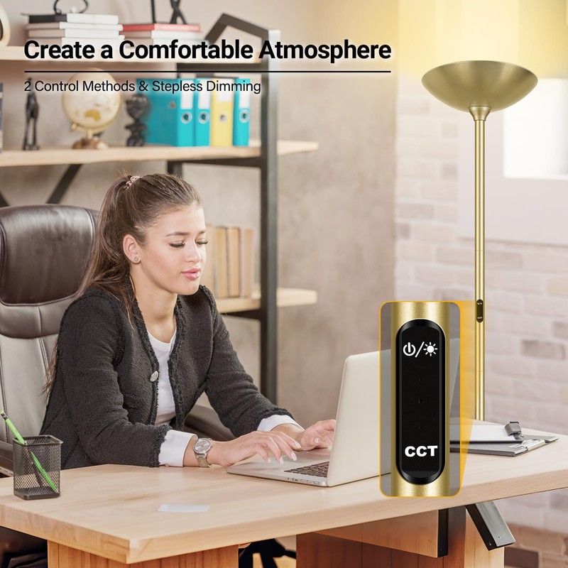 BoostArea Dimmable Floor Lamp,30W 3000LM Super Bright LED Torchiere Standing