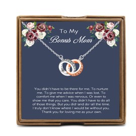 PYOUL Stepmom Mother Gift, Bonus Mom Necklace, Second Mom Gifts for Stepmom from Daughter or Son, Mother in Law Gift, Mother of The Bride/Groom Necklace (Bonus Mom N)
