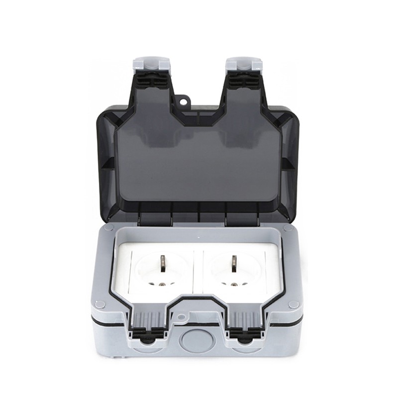 IP66 Weatherproof Waterproof Outdoor Wall Power Socket 16A Double Electrical