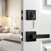 Probrico Matte Black Exterior Door Locksets with Deadbolt,Front Door Passage
