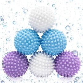 Laundry Balls, Dryer Balls, Set of 6, Laundry Balls, Dryer Balls, For Washing Machines, Prevents Clothes Tangling, Household Laundry Supplies, 2.6 inches (6.5 cm), Reduces Drying Time (White 2, Blue