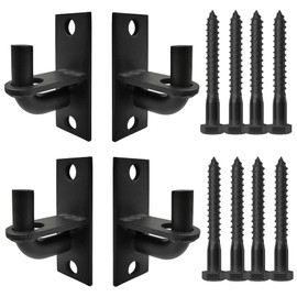 4 Pack Black Wall Mount Gate Chain Link Hinges with Screws, Heavy Duty Farm Fence Post Hinges