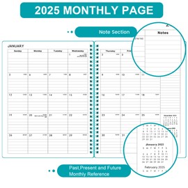 Planner 2025 - Weekly & Monthly 2025 Planner with Printed Tabs, Jan. 2025 - Dec. 2025, 8" x 10", Flexible Cover, Twin-Wire Binding, Premium Paper, Perfect Oganizer - Green