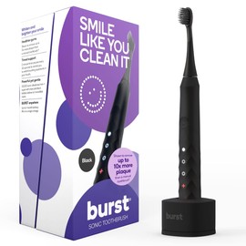 Burst Original Sonic Electric Toothbrush for Adults (Black) | Soft Bristle Deep Clean Stain & Plaque Removal | 3 Modes: Teeth Whitening, Sensitive & Massage