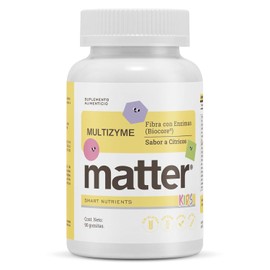 Matter Multizyme Kids Suplemento Enzimas Digestivas Biocore Optimum Complete Fibra Apoya Digestión Adecuada Frasco Gomitas Sabor Cítricos